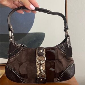 Coach Dark Brown and Black Shoulder Bag
